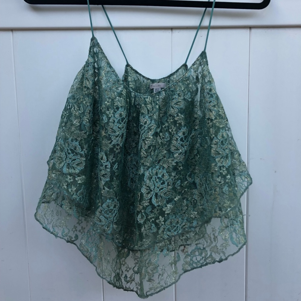 Like New Green Sheer Lace Crop Top